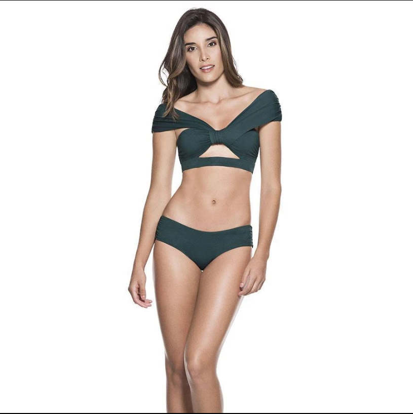 Asymmetric Structured Green Bikini Set